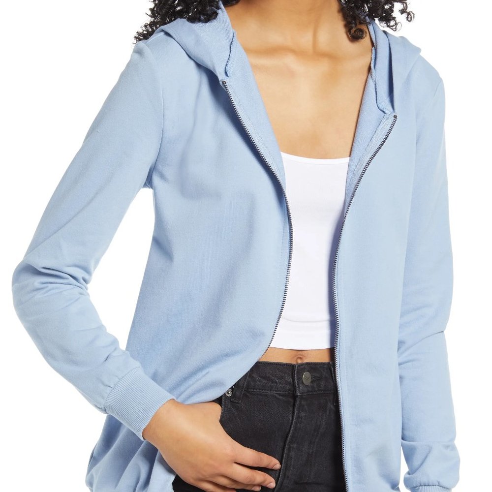 BP. Women's Jacket Blue Size Small S Oversized Fleece‎ Full-Zip Hoodie NWT 4569
